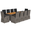 Afuera Living 11 Piece Poly Rattan Garden Dining Set in Gray