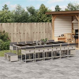 Afuera Living 17 Piece Steel Garden Dining Set in Anthracite