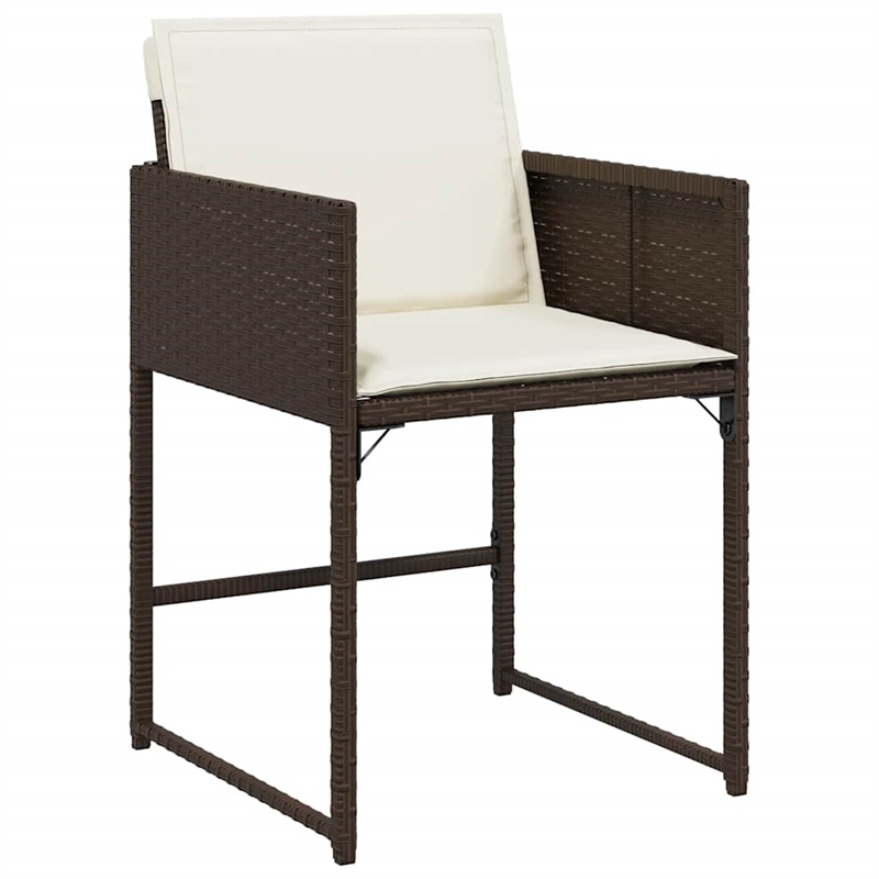 Afuera Living 9 Piece Poly Rattan Patio Dining Set in Brown/Cream white