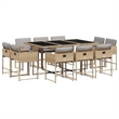 Afuera Living 11 Piece Poly Rattan Patio Dining Set in Light Gray