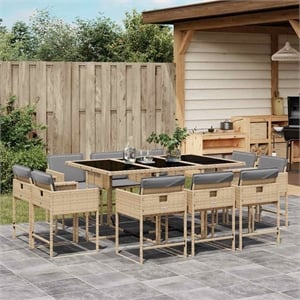 Afuera Living 11 Piece Poly Rattan Patio Dining Set in Light Gray