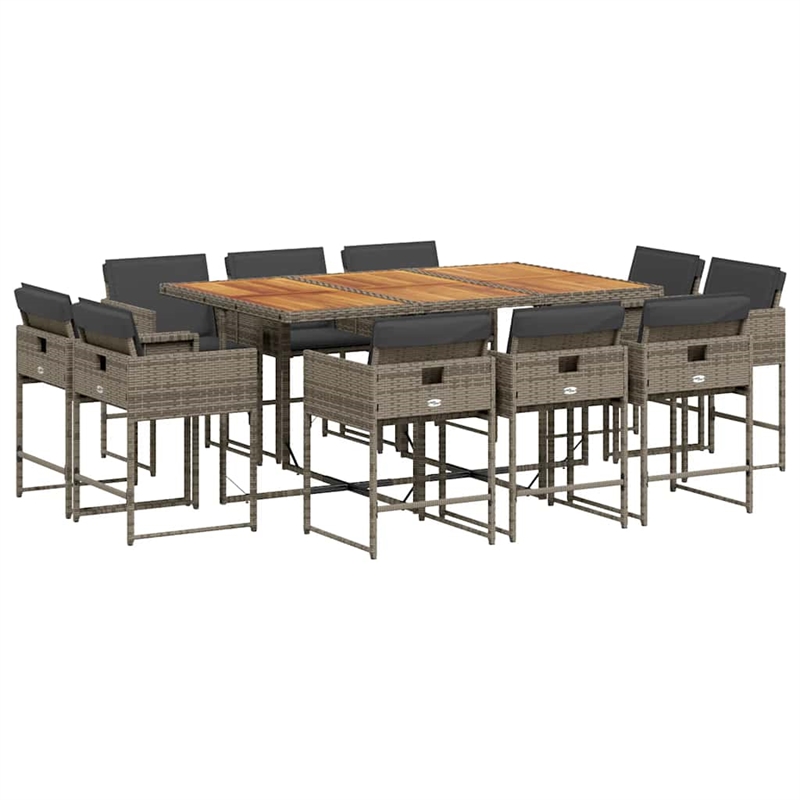 Afuera Living 11 Piece Poly Rattan Patio Dining Set in Dark Gray