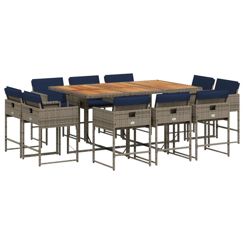 Afuera Living Contemporary 11 Piece Poly Rattan Patio Dining Set in Gray