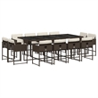Afuera Living 13 Piece Poly Rattan Patio Dining Set in Brown/Cream white