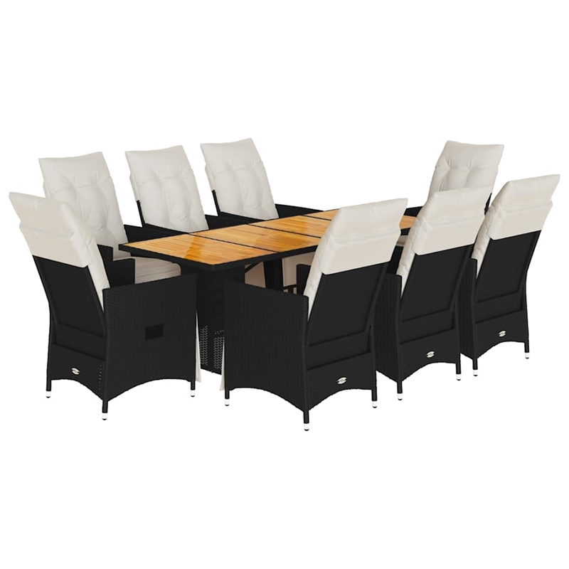 Afuera Living Poly Rattan Garden Dining Set in Black/Cream White
