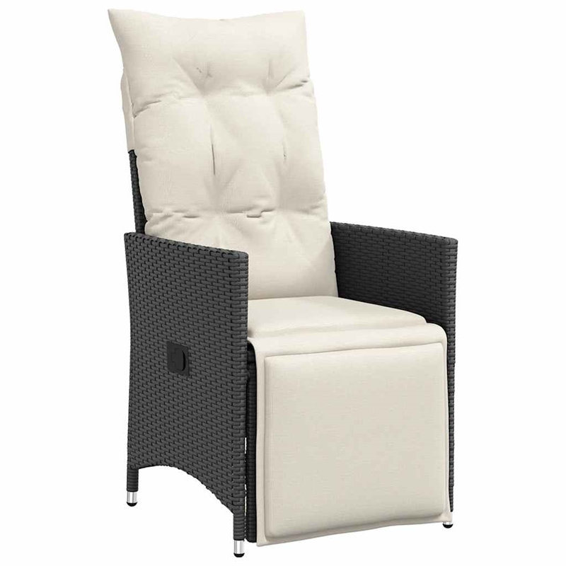 Afuera Living Poly Rattan Garden Dining Set in Black/Cream White