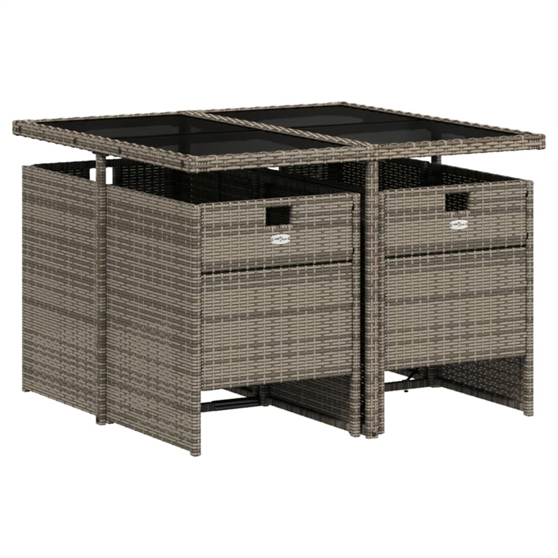 Afuera Living Contemporary 5 Piece Rattan Patio Dining Set in Gray