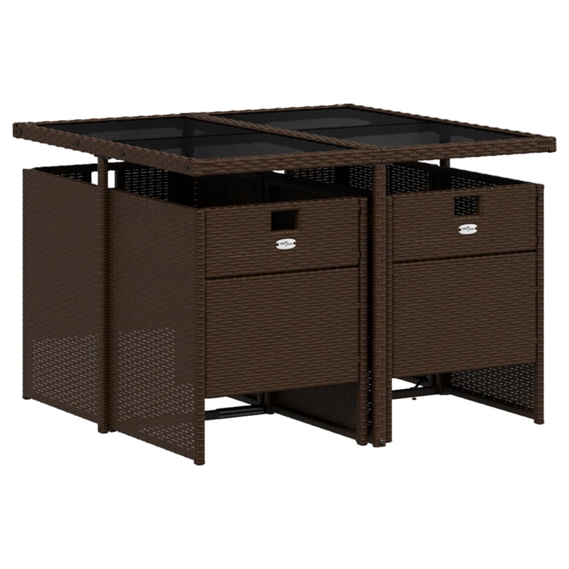 Afuera Living 5 Piece Rattan Patio Dining Set in Brown/Cream White