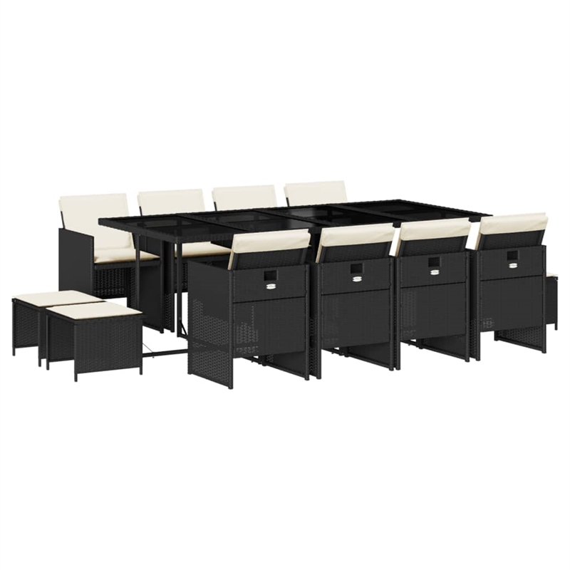 Afuera Living Contemporary Rattan Garden Dining Set in Black/Cream White