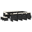 Afuera Living Contemporary Rattan Garden Dining Set in Black/Cream White
