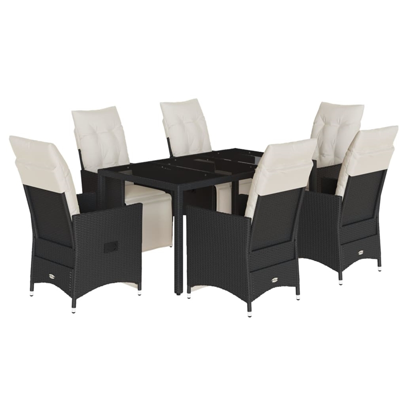 Afuera Living Contemporary Poly Rattan Garden Dining Set in Black
