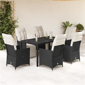 Afuera Living Contemporary Poly Rattan Garden Dining Set in Black