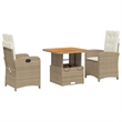 Afuera Living 3 Piece Poly Rattan Garden Dining Set in Beige
