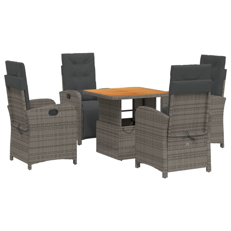 Afuera Living Poly Rattan Garden Dining Set in Gray and Brown