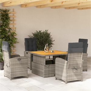 Afuera Living Contemporary 5 Piece Poly Rattan Garden Dining Set in Gray
