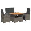 Afuera Living Contemporary 4 Piece Poly Rattan Garden Dining Set in Gray