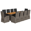 Afuera Living 11 Piece Poly Rattan Garden Dining Set in Gray