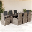 Afuera Living Contemporary 9 Piece Poly Rattan Garden Dining Set in Gray