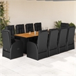 Afuera Living Contemporary 11 Piece Rattan Garden Dining Set in Black