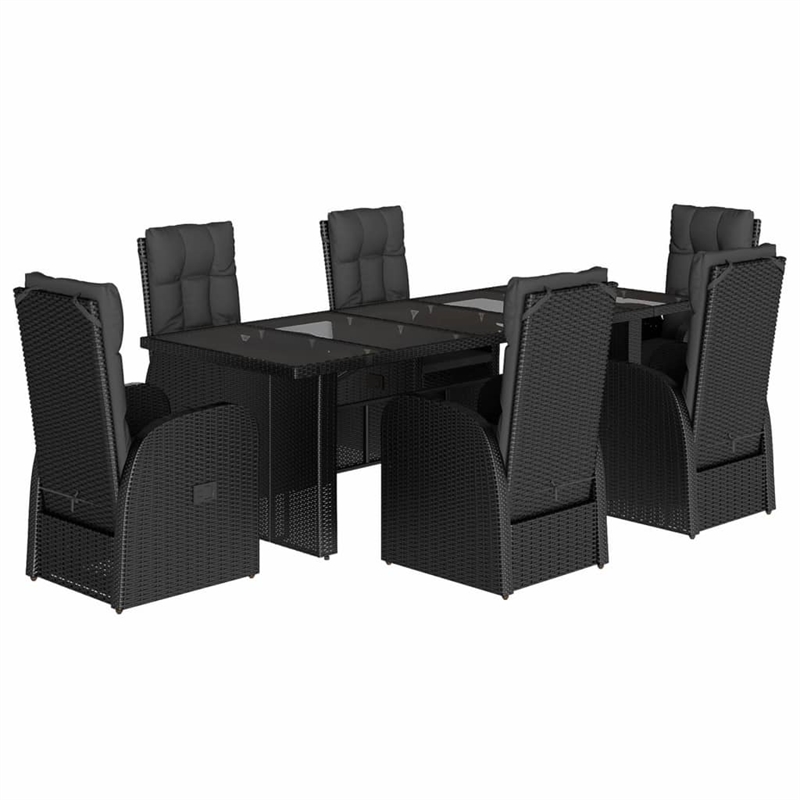 Afuera Living 7 Piece Poly Rattan Garden Dining Set in Black