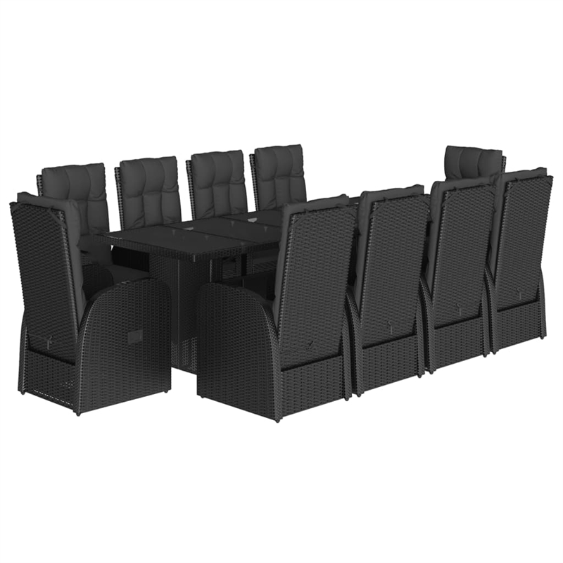 Afuera Living Contemporary 11 Piece Rattan Garden Dining Set in Black