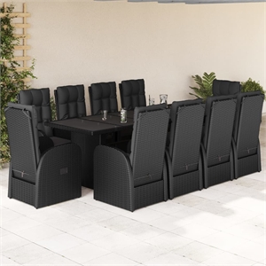 Afuera Living Contemporary 11 Piece Rattan Garden Dining Set in Black