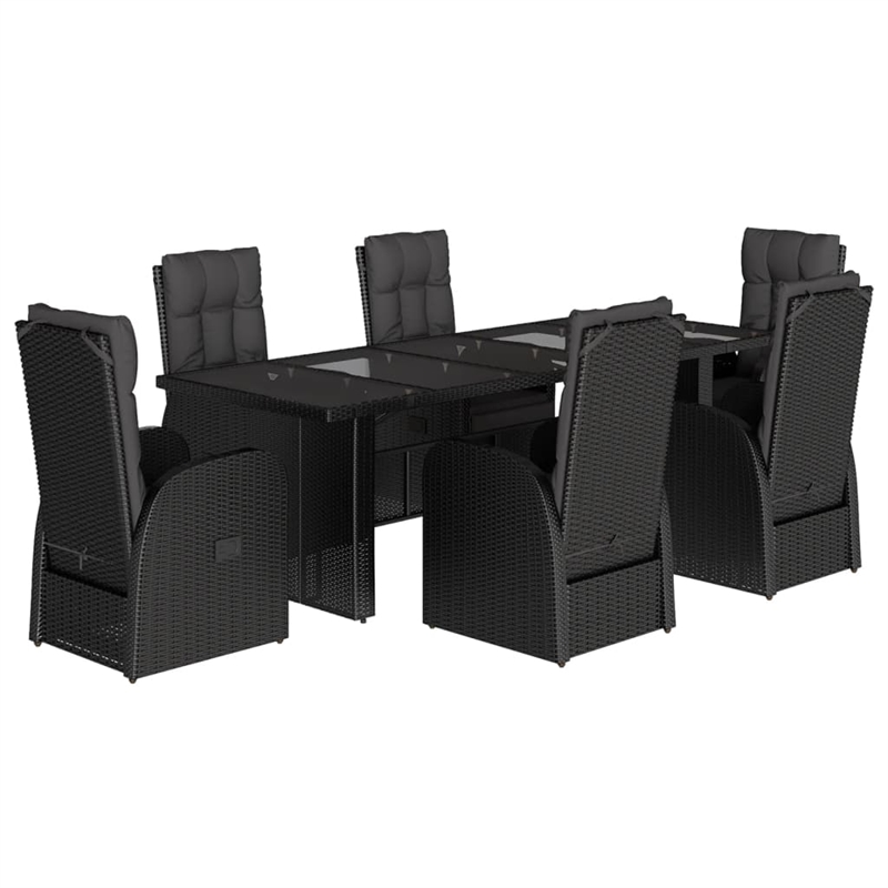 Afuera Living 7 Piece Poly Rattan Garden Dining Set in Black