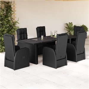 Afuera Living 7 Piece Poly Rattan Garden Dining Set in Black