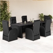 Afuera Living 7 Piece Poly Rattan Garden Dining Set in Black