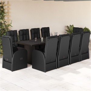 Afuera Living Contemporary 11 Piece Rattan Garden Dining Set in Black