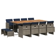 Afuera Living Contemporary 12 Piece Poly Rattan Patio Dining Set in Gray