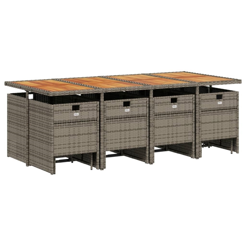 Afuera Living Contemporary 12 Piece Poly Rattan Patio Dining Set in Gray
