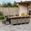 Afuera Living Contemporary 12 Piece Poly Rattan Patio Dining Set in Gray