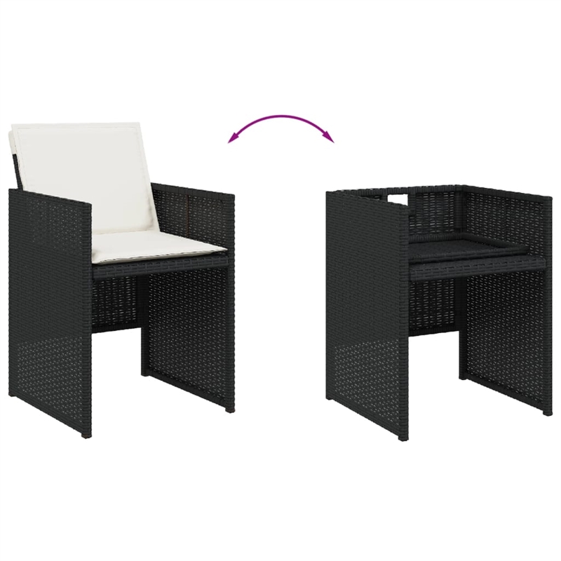 Afuera Living 9 Piece Poly Rattan Patio Dining Set in Black/Cream White
