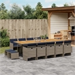 Afuera Living Contemporary 15 Piece Poly Rattan Patio Dining Set in Gray
