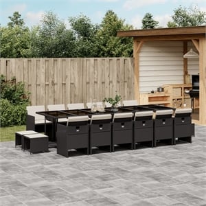 Afuera Living Contemporary Garden Dining Set in Black/Cream White