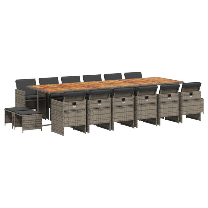 Afuera Living Contemporary Poly Rattan Garden Dining Set in Gray/Brown