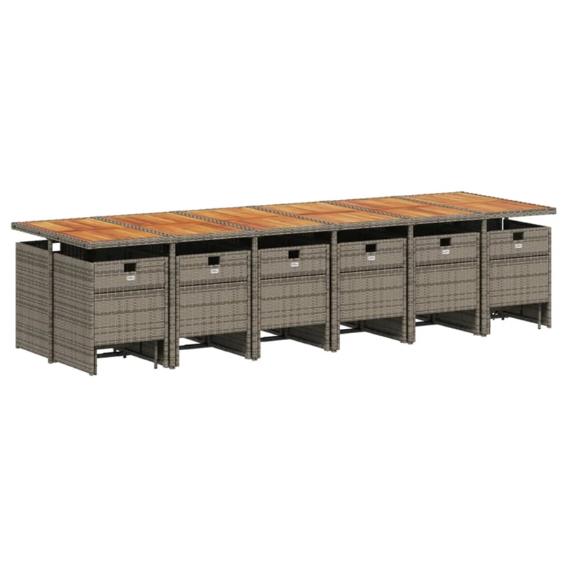 Afuera Living Contemporary Poly Rattan Garden Dining Set in Gray/Brown