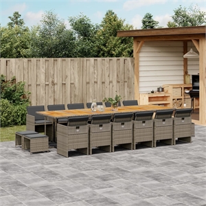 Afuera Living Contemporary Poly Rattan Garden Dining Set in Gray/Brown