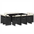 Afuera Living 11 Piece Poly Rattan Patio Dining Set in Black/Cream White