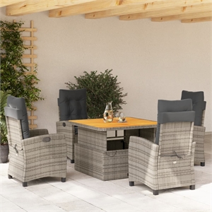 Afuera Living Contemporary 5 Piece Garden Dining Set in Gray