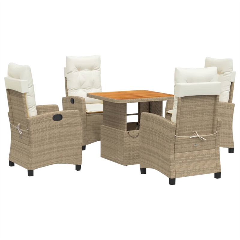 Afuera Living 5 Piece Poly Rattan Garden Dining Set in Brown