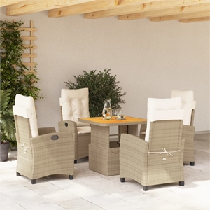 Afuera Living 5 Piece Poly Rattan Garden Dining Set in Brown