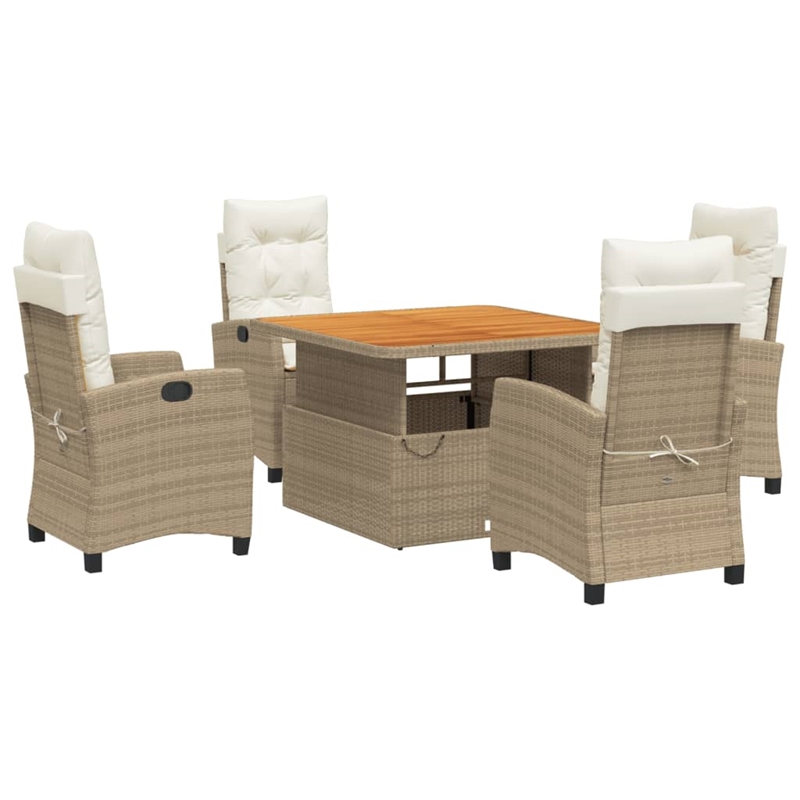 Afuera Living 5 Piece Poly Rattan Garden Dining Set in Brown