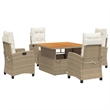Afuera Living 5 Piece Poly Rattan Garden Dining Set in Brown