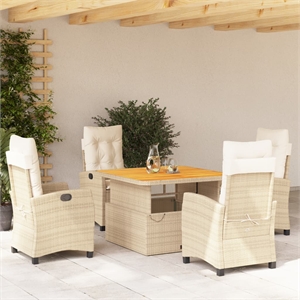 Afuera Living 5 Piece Poly Rattan Garden Dining Set in Brown