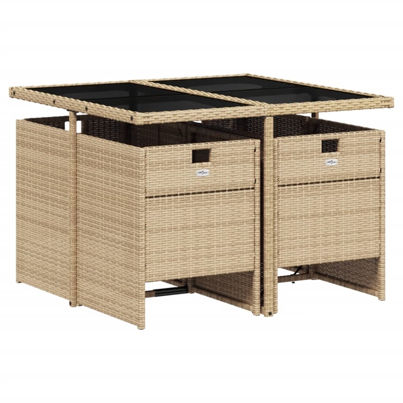 Afuera Living Contemporary 5 Piece Rattan Patio Dining Set in Beige