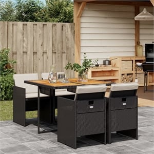 Afuera Living 5 Piece Poly Rattan Patio Dining Set in Brown/Cream