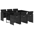 Afuera Living Contemporary 7 Piece Poly Rattan Patio Dining Set in Black