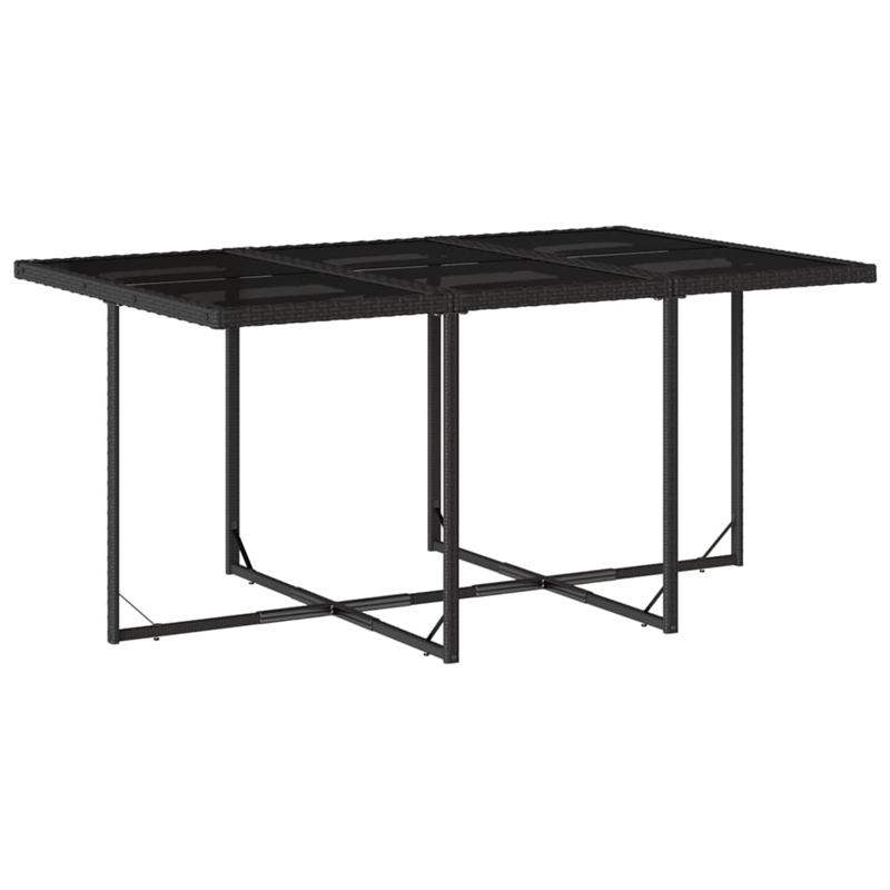Afuera Living Contemporary 7 Piece Poly Rattan Patio Dining Set in Black